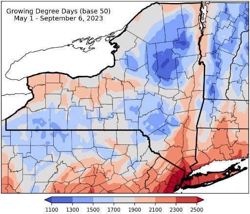 growing degree day map for May 1 - September 6