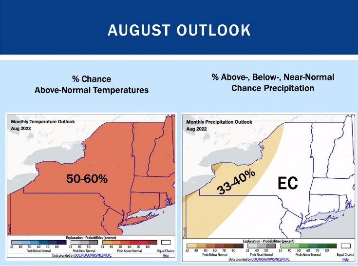 August Outlook for temperatures and precipitation