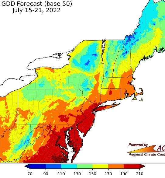Growing Degree Days forecast for July 15-21