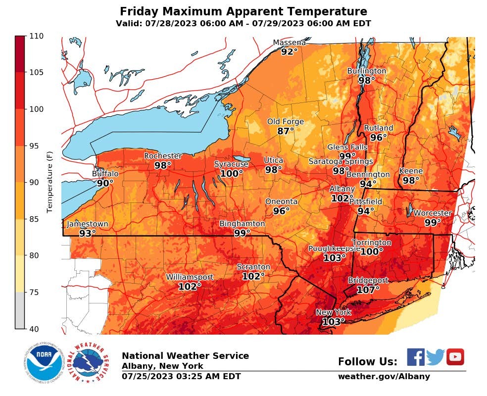 Friday 7/28/23 Maximum Apparent Temperature