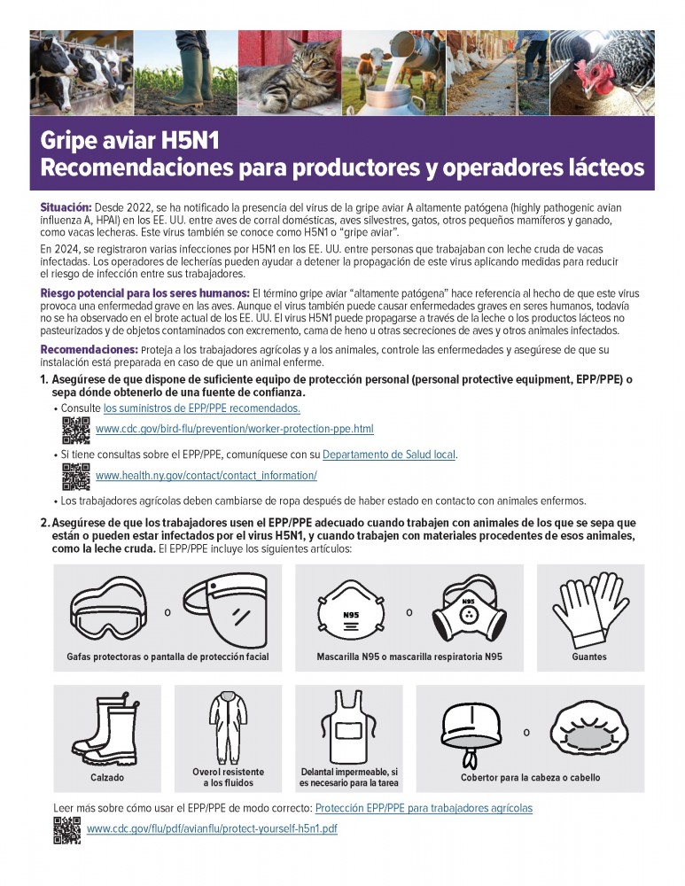 Gripe aviar H5N1 Recomendaciones para productores y operadores lácteos