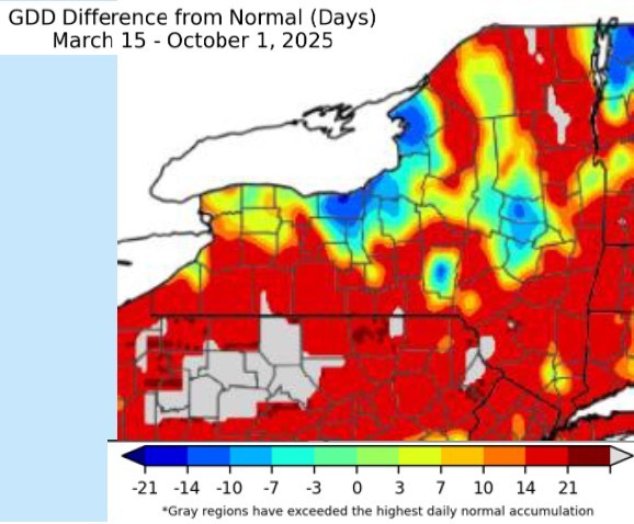 GDD difference from normal days GDD difference from normal days